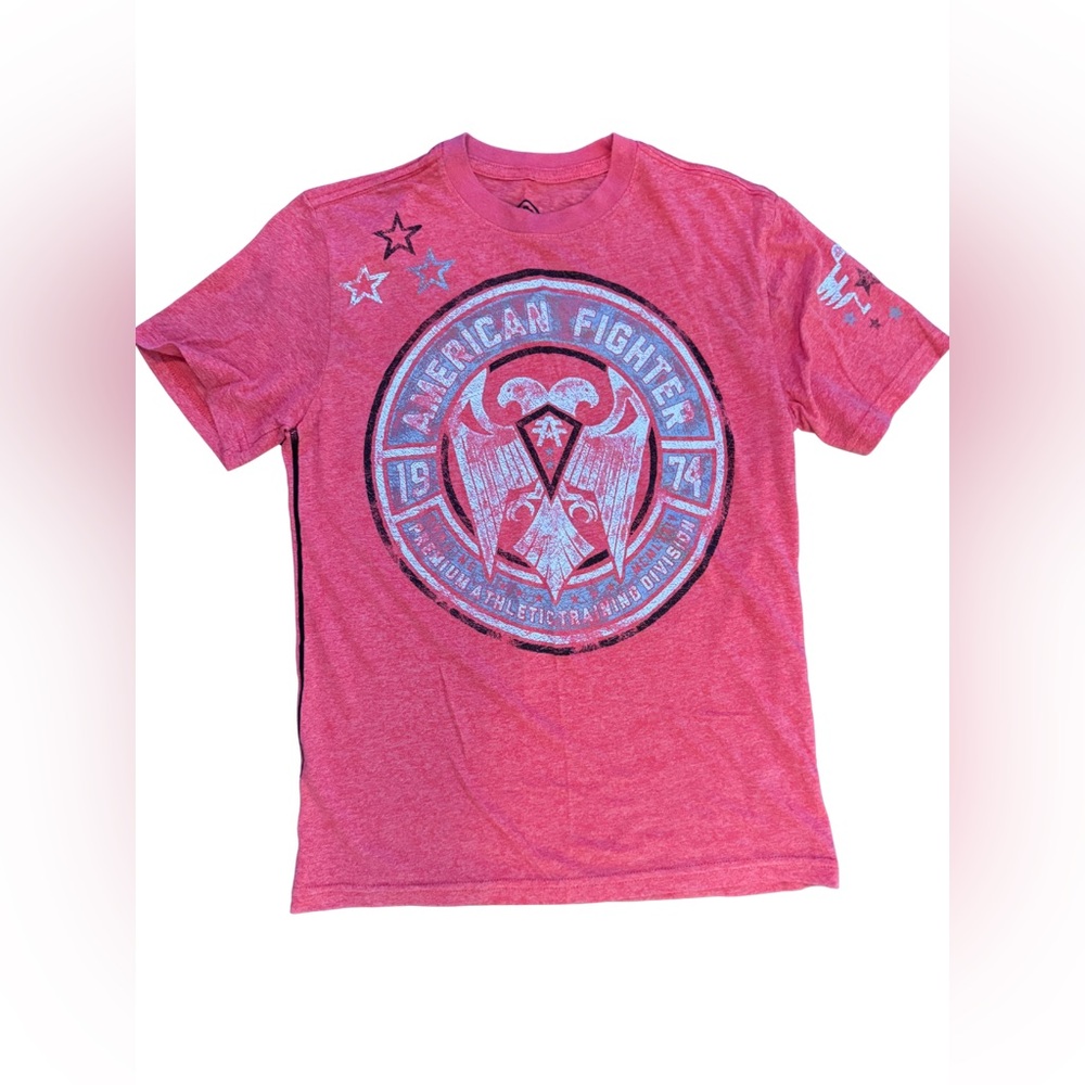 American Fighter Kids Crew Neck Tee Red Graphic Size Medium